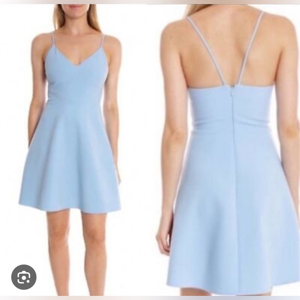 Likely Austin Sleeveless Fit and Flare Mini Dress in Light Blue Size 8